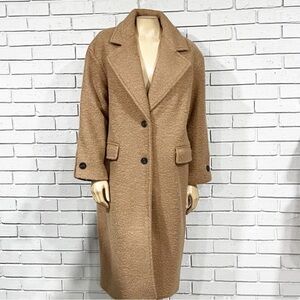 Zara Tan Trench Coat with Oversized Fit and Wide Notched Lapels‎